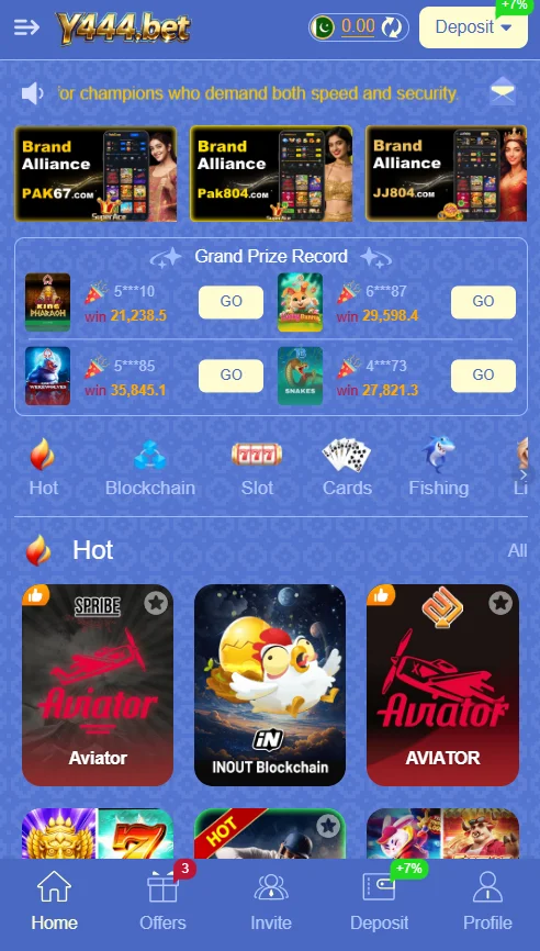 y444bet game interface