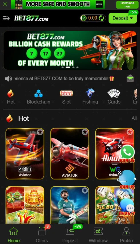 bet877 game dashboard