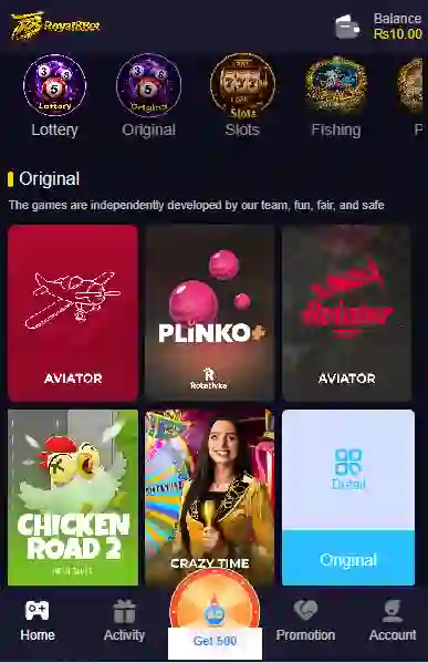 ROYAL8BET game categories including slots live casino sports and card games