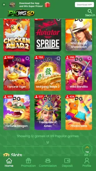 PKWG5D Game home screen