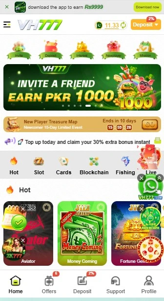 VH777 Game Home Screen