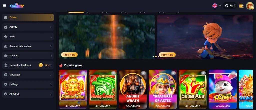 Crown777 Game Main Display