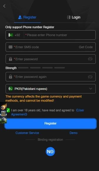 U638 Game registration process