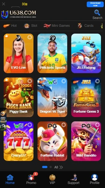 U638 Game home screen