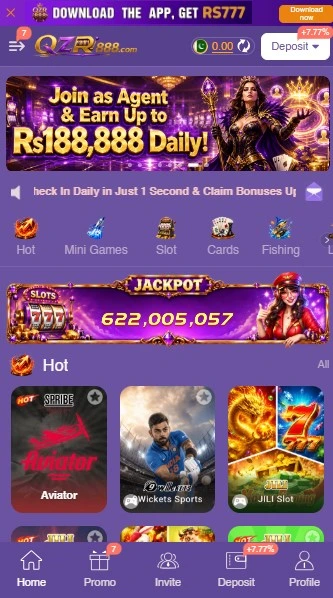 QZR888 Game Home Screen